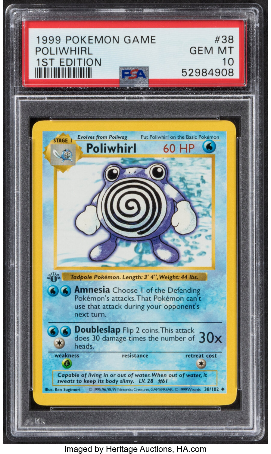 1999 Pokemon Game #38 Poliwhirl — front